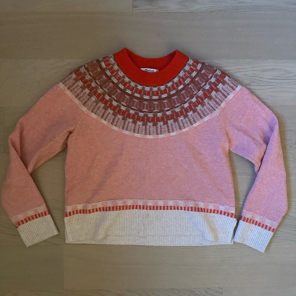 Madewell Red and Pink Fair Isle Sweater - Picture 2 of 8